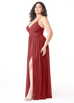 Azazie Aaida Bridesmaid Dresses Rust A-Line Corset Chiffon Dress image9