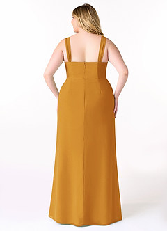 Azazie Denice Brautjungfernkleider Etui Gefaltet Chiffon Kleid Butterscotch image10