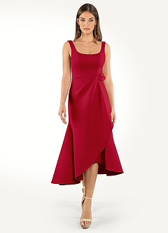 Sabina Red Tie Midi Dress image3