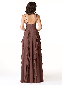 Azazie Peyton Bridesmaid Dresses Espresso A-Line Ruched Chiffon Dress image2