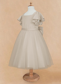 Azazie Kaeya Flower Girl Dresses Frost A-Line Bow Tulle Dress image7