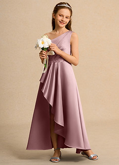 Azazie Taffy Junior Formal Flower Girl Klänningar Klä A-Line i Matt satäng Spets image4