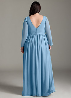 Azazie Teton Maternity Bridesmaid Dresses A-Line Long Sleeve Chiffon Floor-Length Dress image8