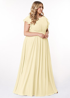 Azazie Daphne Modest Bridesmaid Dresses A-Line Ruffled Chiffon Floor-Length Dress image9