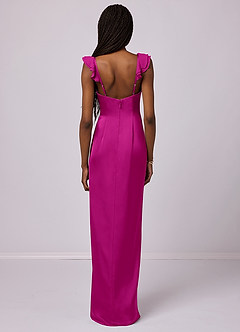 Barbie ♥ Azazie Bridesmaid Dresses Fuchsia Sheath Stretch Satin Dress image9