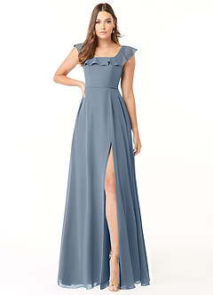 Azazie Jinny Bridesmaid Dresses Twilight A-Line Square Neckline Ruched Chiffon Dress image1