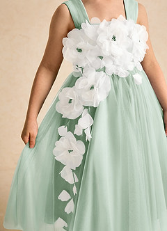 Azazie Dovey Flower Girl Dresses Agave Ball-Gown Bow Tulle Dress image7