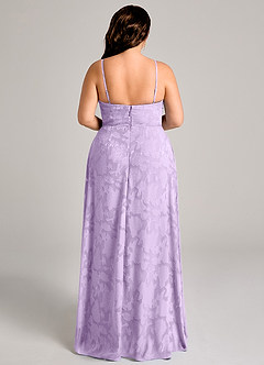 Azazie Moira Bridesmaid Dresses Lilac A-Line Side Slit Floral Burnout Dress image11