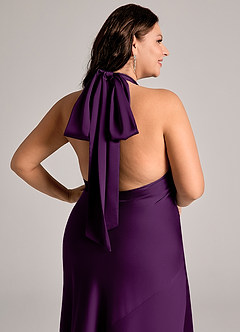Azazie Velli Abiti da Damigella Abito Sirena in Raso Elasticizzato Collo Alto Uva image13