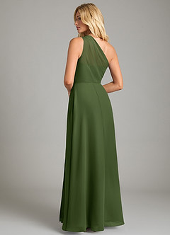 Azazie Phaedra Bridesmaid Dresses Olive A-Line One Shoulder Chiffon Dress image10