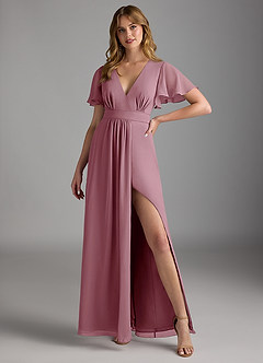 Azazie Zaniah Bridesmaid Dresses Vintage Mauve A-Line Chiffon Dress image4