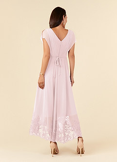 Azazie Palana Mother of the Bride Dresses Blushing Pink A-Line Lace Chiffon Dress image3