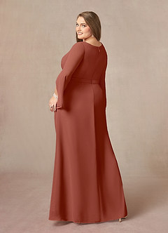 Azazie Belinda Mother of the Bride Dresses Auburn A-Line V-Neck Pleated Chiffon Dress image9