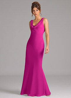 Azazie Rylina Brautjungfernkleider Meerjungfrau-Linie Plissee Chiffon Kleid Fuchsia image5
