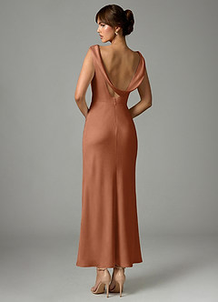 Azazie Kieryn Bridesmaid Dresses Bronzer Mermaid Pleated Stretch Satin Dress image5