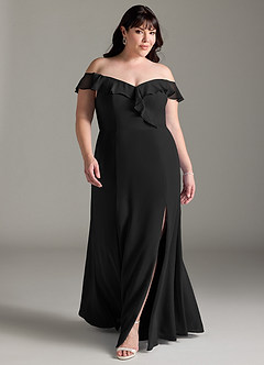 Azazie Sophie Jurken voor bruidsmeisjes Converteerbaar Jurk van Chiffon met A-Lijn Off the Shoulder Zwart image6