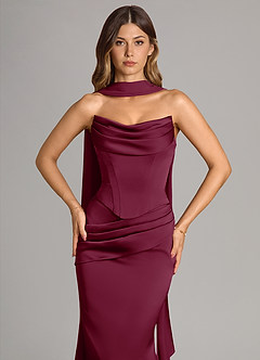 Azazie Sorrel Bridesmaid Dresses Mulberry Mermaid Strapless Stretch Satin Convertible Dress image5
