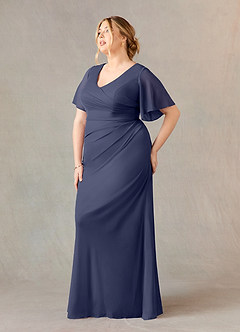 Azazie Selah Mother of the Bride Dresses Stormy A-Line V-Neck ruched Mesh Dress image8