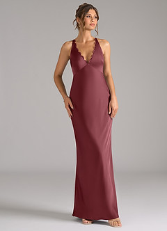 Azazie Tianna Bridesmaid Dresses Desert Rose A-Line Stretch Satin Dress image6