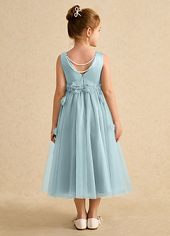 Azazie Lux Robe Demoiselle D'honneur Fillette Robe Trapèze en Tulle Perlé Brume image2