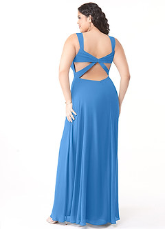Azazie Nahrin Bridesmaid Dresses Blue Jay A-Line V-Neck Pleated Chiffon Dress image10