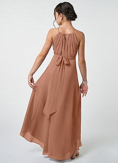 Azazie Oaklynn Junior Robe Trapèze en Mousseline de soie Plissée Bronze image3