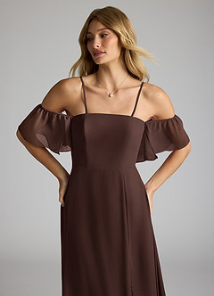 Azazie Sue Bridesmaid Dresses Ganache A-Line Off the Shoulder Chiffon Convertible Dress image2