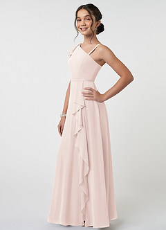 Azazie Aidy Junior A-Linie Schleifen Chiffon Kleid Blassrosa image3