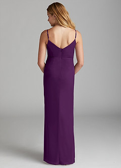 Azazie Deandra Junior Grape Sheath Mesh Dress image2