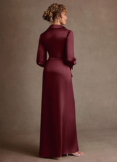 Azazie Jacinta Mère de la mariée Robes Robe Fourreau en Satin extensible Plissée Cabernet image3