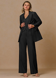 front Margaret Black Cotton Linen Blend 2-Piece Suit