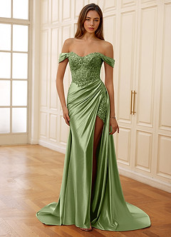Rowane Olive Corset Rhinestone Sheer Lace Prom Dress image5