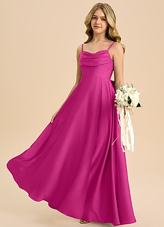 Azazie Bear Junior Fuchsia A-Line Sweetheart Neckline Stretch Satin Dress image5