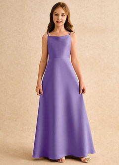 Azazie Joella Girls Formal Flower Girl Dresses Tahiti A-Line Pleated Matte Satin Dress image5