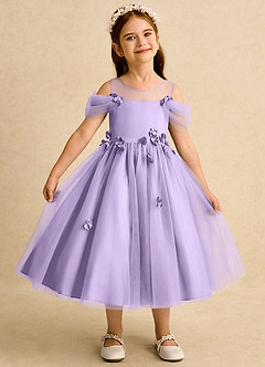 Azazie Juni Abiti da Ragazza di Fiori Abito Principessa in Tulle Plissettato Lilla image1