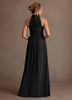 Azazie Antoinette Mother of the Bride Dresses Black A-Line Pleated Chiffon Dress image2