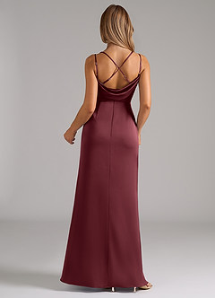Azazie Callan Vente finale Robe Trapèze Convertible en Satin extensible Plissée Burgundy image2