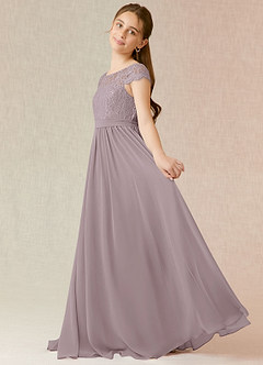Azazie Silvermist Junior A-Linie Plissee Chiffon Kleid Dämmerung image5