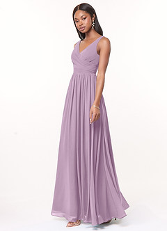 Azazie Keyla Bridesmaid Dresses Wisteria A-Line V-Neck Pleated Chiffon Dress image2