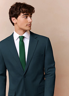 front Savile Teal Wool Blend Suit Jacket