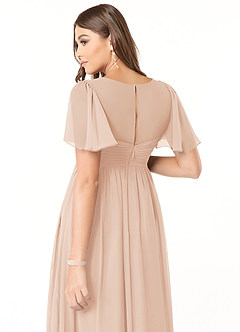 Azazie Verna Maternity Bridesmaid Dresses A-Line V-Neck Ruched Chiffon Floor-Length Dress image6