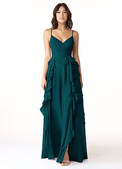 Azazie Peyton Bridesmaid Dresses Pine A-Line Ruched Chiffon Dress image5