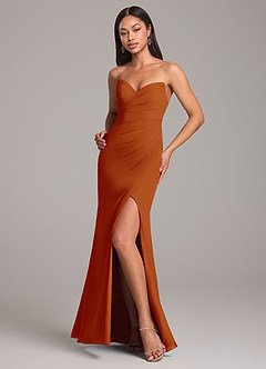 Azazie Yola Bridesmaid Dresses Paprika Sheath Pleated Chiffon Convertible Dress image4