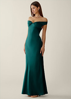 Gwendonme Peacock Satin Crystal Linen Prom Dress image3