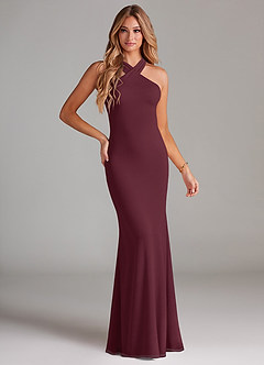 Azazie Doretta Bridesmaid Dresses Cabernet Mermaid Pleated Chiffon Dress image1