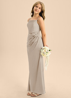Azazie Renna Junior Frost A-Line Pleated Stretch Satin Dress image3