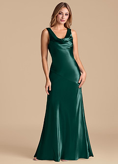 Azazie Rylina Brautjungfernkleider Meerjungfrau-Linie Metallischer Satin Kleid Kiefer image1