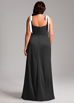 Azazie Frostine 신부 들러리 드레스 A라인 절하다 스트레치 새틴 바닥 길이 드레스 image9