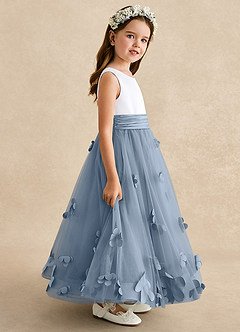 Azazie Vi Blumenmädchenkleider A-Linie ärmellos Tüll Kleid Staubblau image7
