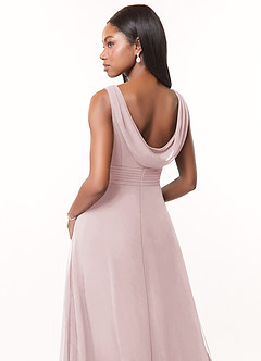Azazie Karina Bridesmaid Dresses Blushing Pink A-Line Pleated Chiffon Dress image4